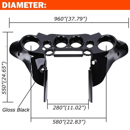 Vivid Black Inner Batwing Fairing For Harley Touring Street Electra Glide 96-13