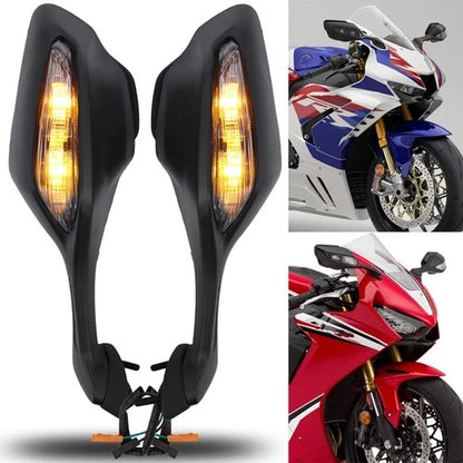 Rear-View Side Mirrors w LED Turn Signal Light Fit For Honda CBR1000RR 2017-2025