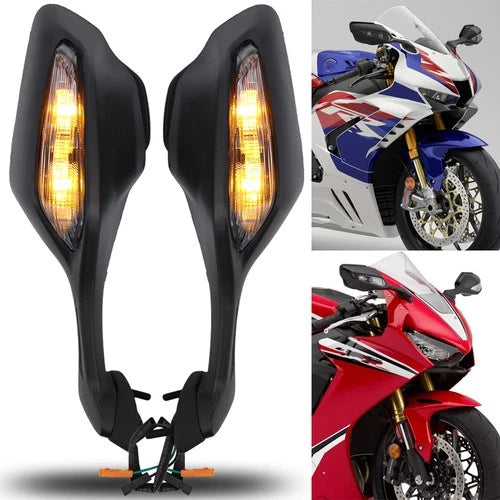 Rear-View Side Mirrors w LED Turn Signal Light Fit For Honda CBR1000RR 2017-2025