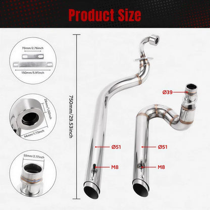 Muffler Exhaust Pipes For Yamaha V star 650 XVS650 XV400 XVS400 Dragstar 650 400