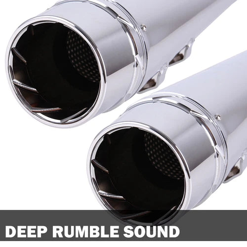 Chrome 4" Slip On Mufflers Exhaust Pipe For Harley Touring Baggers Dresser 95-16