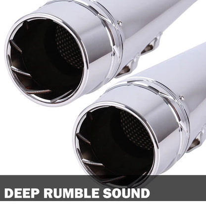 Chrome 4" Slip On Mufflers Exhaust Pipe For Harley Touring Baggers Dresser 95-16