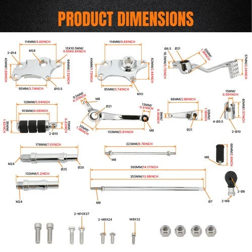 Forward Controls Foot Pegs Lever Linkages For Harley 91-03 Sportster XL 1200 883