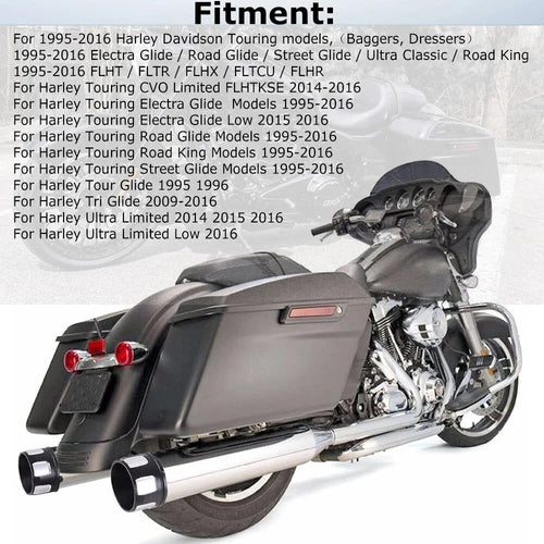 4" Chrome Slip on Mufflers Exhaust Pipes for Harley Touring Bagger Dresser 95-16