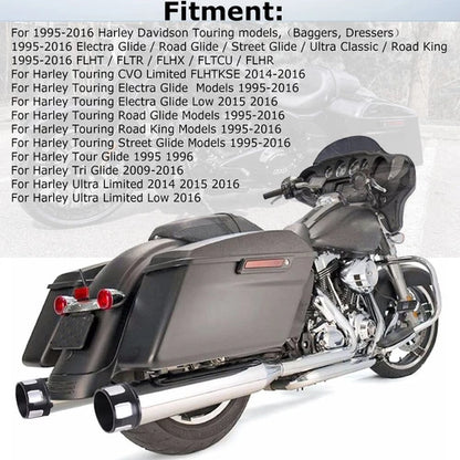 4" Chrome Slip on Mufflers Exhaust Pipes for Harley Touring Bagger Dresser 95-16