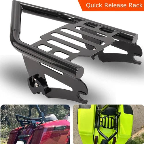 Black Two 2-Up Luggage Rack For Harley Electra Street Glide Road King 2009-2025