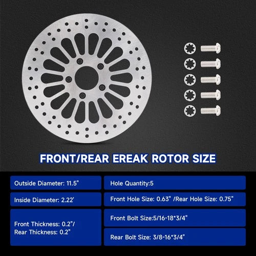 11.8" FRONT BRAKE ROTOR SET W/ BOLTS FOR HARLEY TOURING BAGGER MODELS 2008-2013