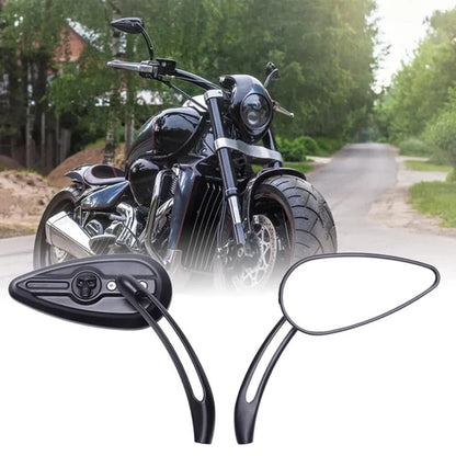 Motorcycle Skull Rearview Side Mirrors For Harley Dyna Electra Road Glide Black