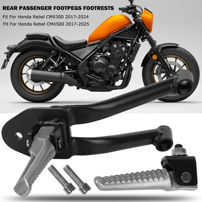 Black Passenger Footpegs Footrests Fits For Honda Rebel CMX300 CMX500 2017-2025