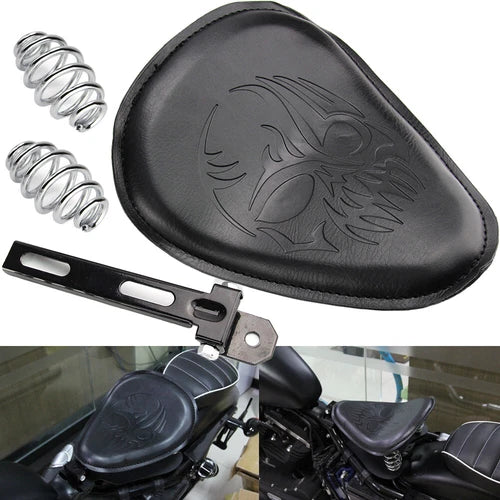 Black Skull Motorcycle Spring Bracket Solo Driver Seat For Harley Chopper Bobber