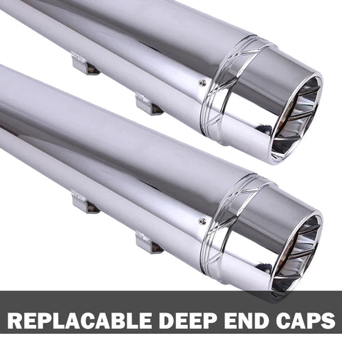 Chrome 4" Slip On Mufflers Exhaust Pipe For Harley Touring Baggers Dresser 95-16