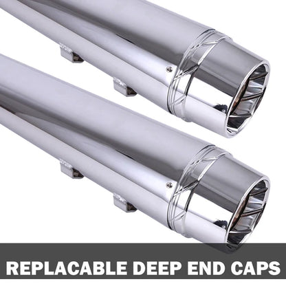 Chrome 4" Slip On Mufflers Exhaust Pipe For Harley Touring Baggers Dresser 95-16