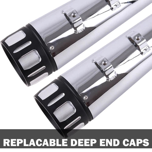 For 95-16 Harley Road King Street Electra Glide 4" Slip On Mufflers Exhaust Pipe