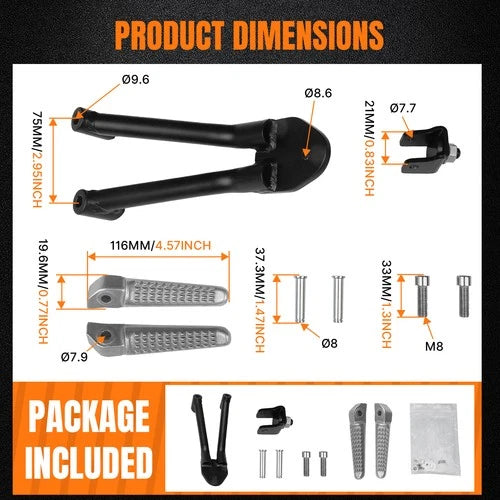 Black Passenger Footpegs Footrests Fits For Honda Rebel CMX300 CMX500 2017-2025