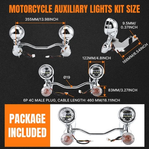 Passing Turn Signals Driving Fog Spot Light Bar For Harley Road King 1994-2013