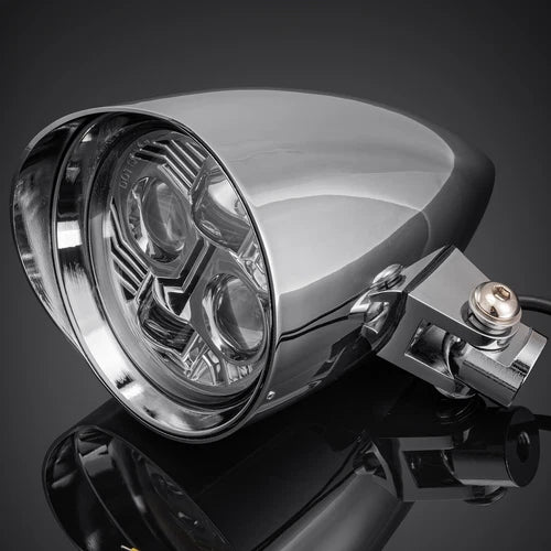 LED Chrome Hi/Lo Bullet Headlight Headlamp For Harley Bobber Chopper Cruiser
