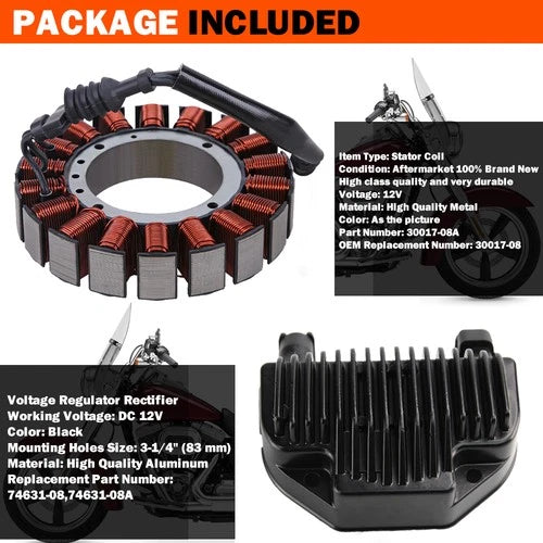 3-PHASE Stator & Regulator Rectifier for Harley Dyna 2008-2016 30017-08 74631-08