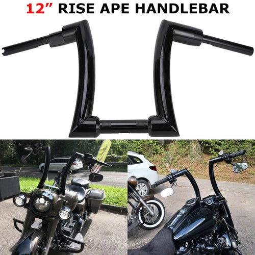 12" Rise 2" Ape Hanger Handlebar Black For Harley Softail Slim Sportster XL Dyna