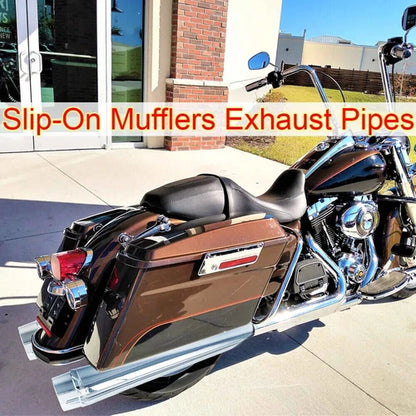 Chrome 4" Slip On Mufflers Exhaust Pipe For Harley Touring Baggers Dresser 95-16