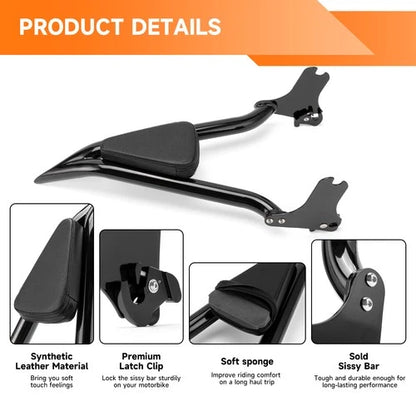 22'' Backrest Sissy Bar w/Pad For Harley Road King Electra Sreet Glide 1997-2008