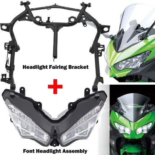 Front Headlight Lamp + Stay Fairing Bracket Fit For Kawasaki Ninja 400 2018-2025