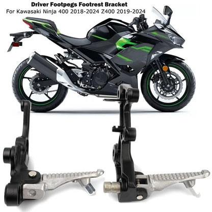 Front Driver FootPegs Bracket Kit Fit For Kawasaki Kawasaki Ninja 400 2018-2024