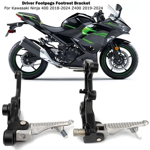 Front Driver FootPegs Bracket Kit Fit For Kawasaki Kawasaki Ninja 400 2018-2024