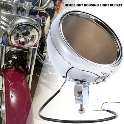 7'' Headlight Housing Light Bucket For Harley Softail & Heritage Softail 1986-11