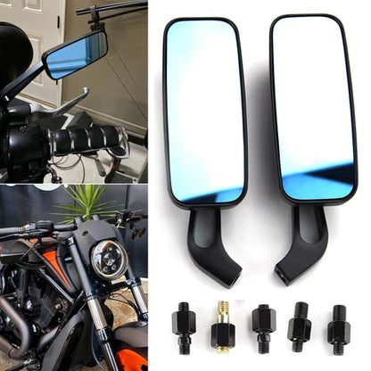 2x Rectangle Motorcycle Rear View Side Mirrors For Harley Honda Yamaha Universal