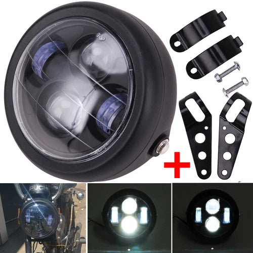 Motorcycle 6.5" LED Headlight For Harley Sportster Dyna Chopper Bobber Cafe Race
