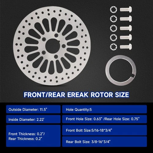 11.5 in Front & Rear Brake Rotor for Harley Electra Glide Heritage Softail Dyna