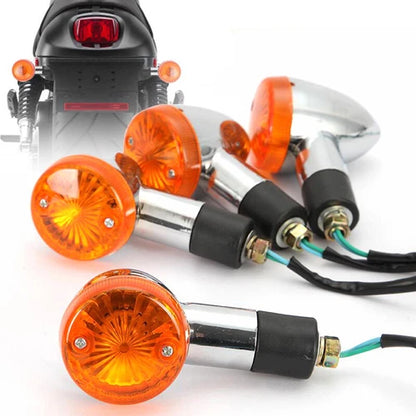 4 For Motorcycle Chrome Bullet Front Rear Turn Signal Blinker Indicator Lights
