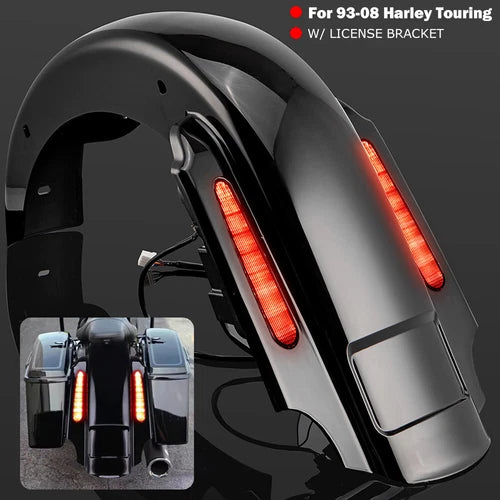 Stretched Dual Cut Rear Fender & Light For Harley Road King Electra Glide 93-08