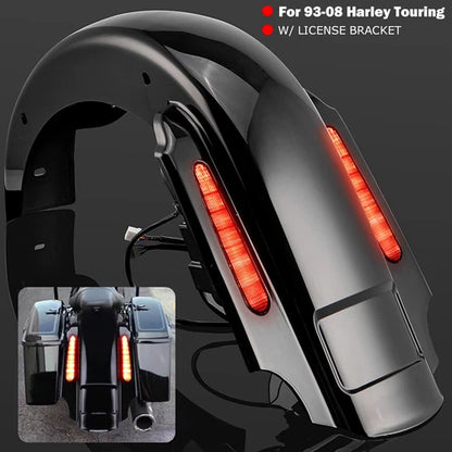 Stretched Dual Cut Rear Fender & Light For Harley Road King Electra Glide 93-08