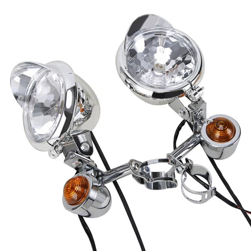 Motorcycle Passing Turn Signal Driving Fog Spot Light Bracket For Harley Touring