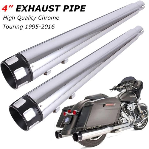 4" Chrome Slip on Mufflers Exhaust Pipes for Harley Touring Bagger Dresser 95-16