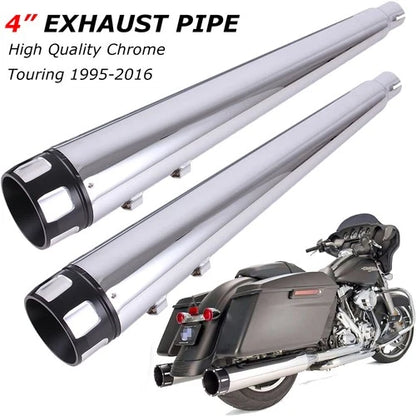4" Chrome Slip on Mufflers Exhaust Pipes for Harley Touring Bagger Dresser 95-16