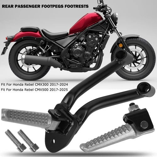 Black Passenger Footpegs Footrests Fits For Honda Rebel CMX300 CMX500 2017-2025