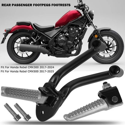 Black Passenger Footpegs Footrests Fits For Honda Rebel CMX300 CMX500 2017-2025