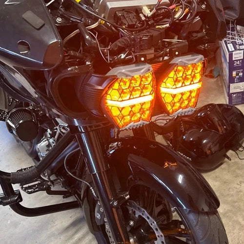 LED Dual Halo Headlight For 2015-2024 Harley Road Glide FLTR FLTRX FLTRXS FLTRU