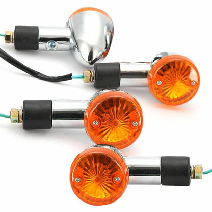 4 For Motorcycle Chrome Bullet Front Rear Turn Signal Blinker Indicator Lights