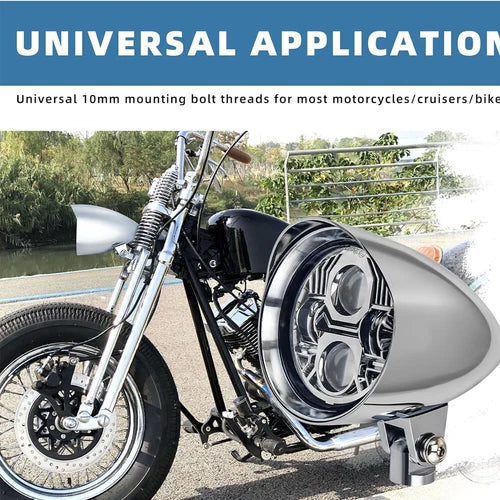 Chrome Visor Motorcycle Bullet Headlight  For Harley Chopper Bobber Dyna Softail