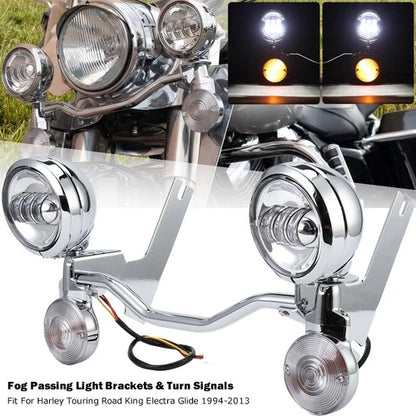 Passing Turn Signals Driving Fog Spot Light Bar For Harley Road King 1994-2013