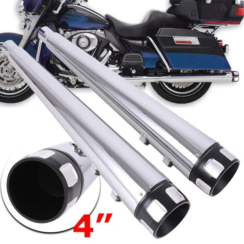 4" Chrome Slip on Mufflers Exhaust Pipes for Harley Touring Bagger Dresser 95-16