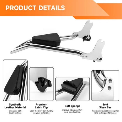 22" Detachable Passenger Backrest Sissy Bar For Harley Road Electra Glide 97-08