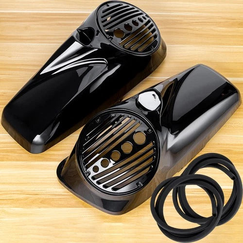 Vivid Black 8 inch Speaker Lids With Tweeter For Harley Touring 2014-2025 Models