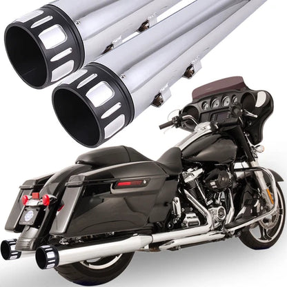 For 95-16 Harley Road King Street Electra Glide 4" Slip On Mufflers Exhaust Pipe