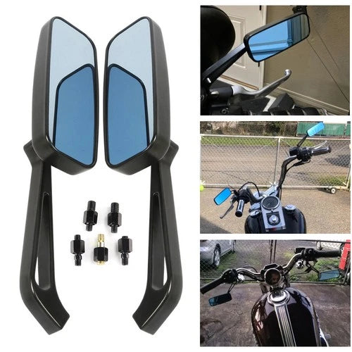 2x Rectangle Motorcycle Rear View Side Mirrors For Harley Honda Yamaha Universal