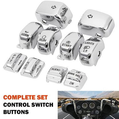 Chrome Hand Control Switch Button Caps Fit For Harley Street Electra Glide 96-13
