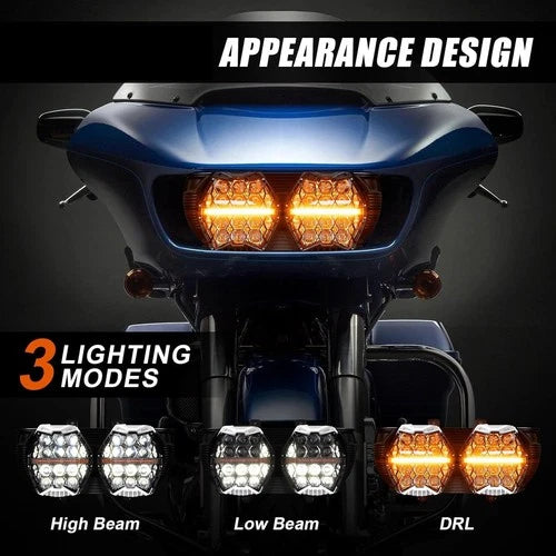 LED Dual Halo Headlight For 2015-2024 Harley Road Glide FLTR FLTRX FLTRXS FLTRU